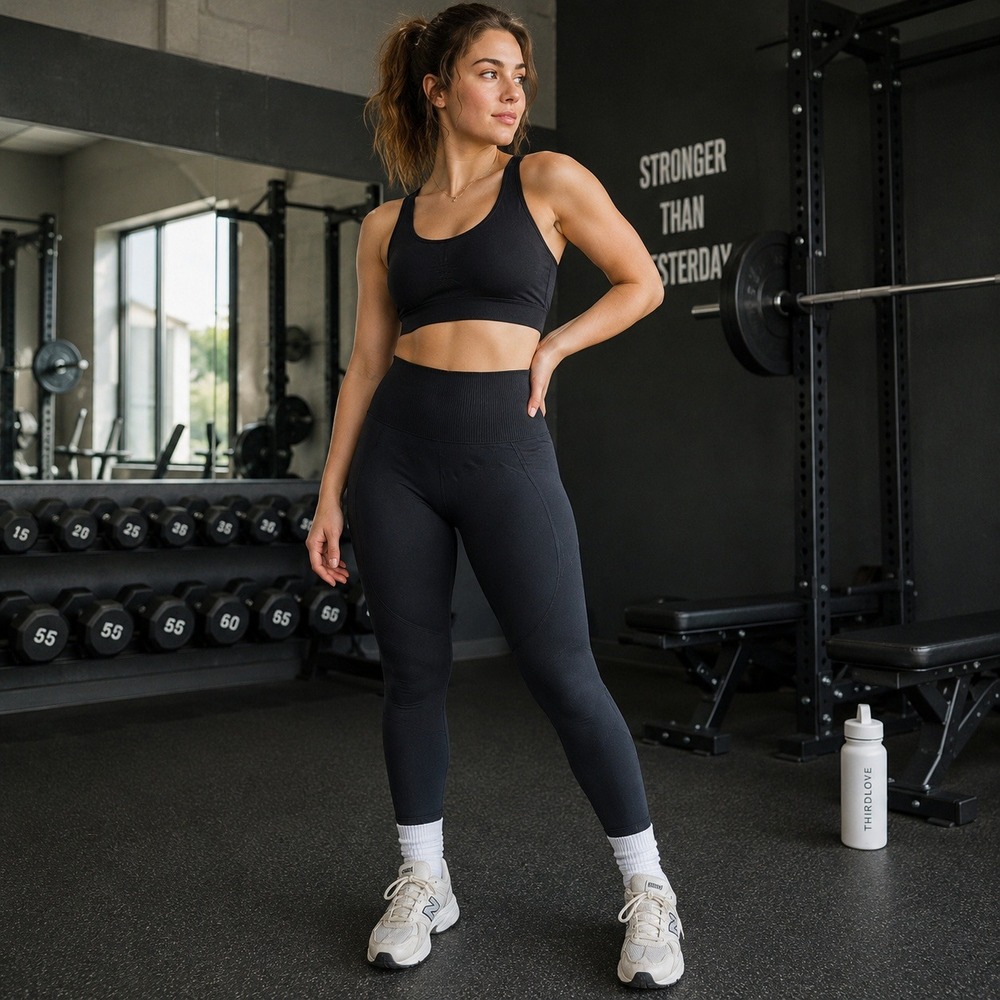 ThirdLove Seamless Compression Leggings Sz XL Black High Rise Athletic Workout